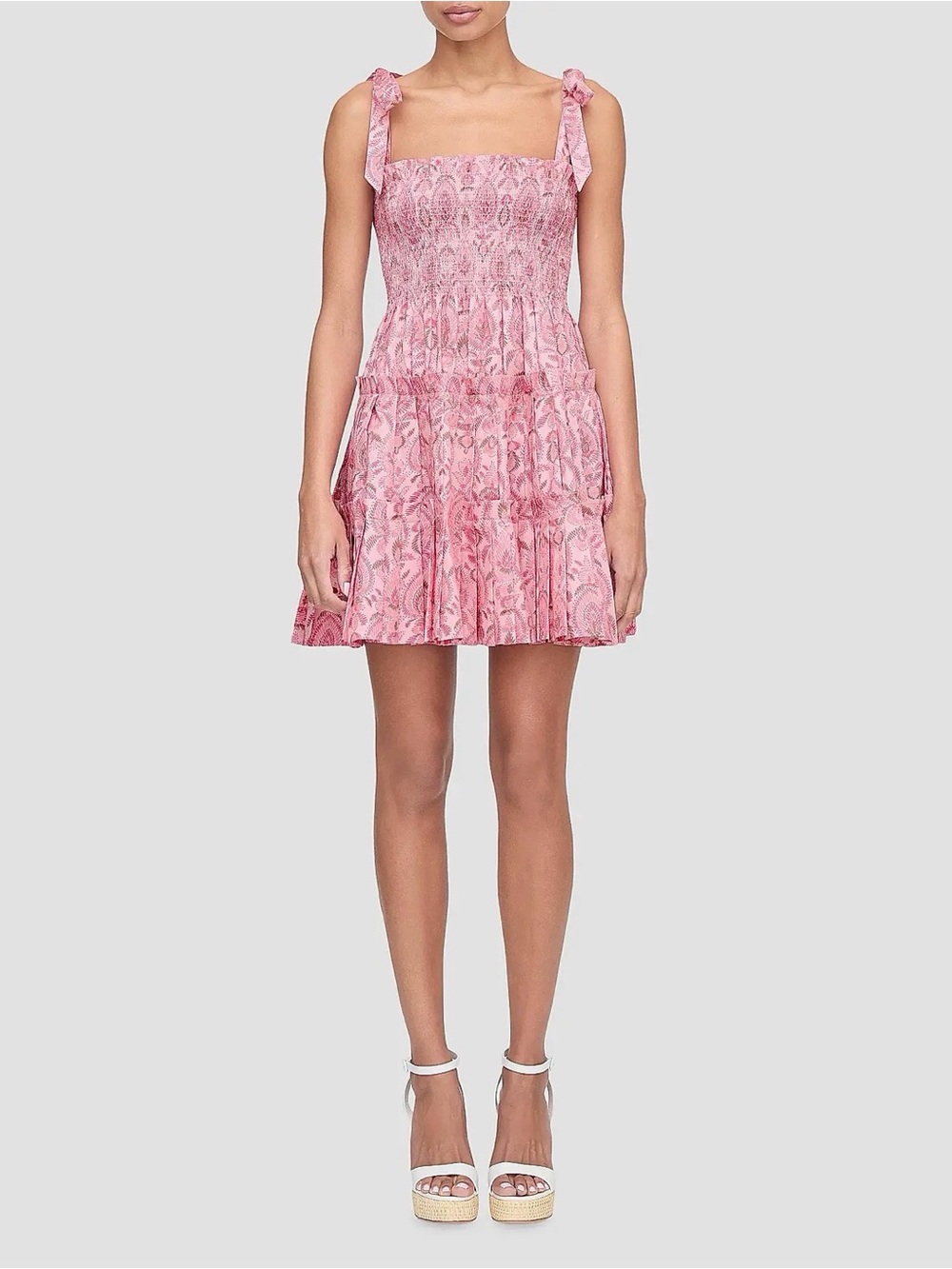 Hill House Home The Ribbon Charlotte Nap Dress Mini - Pink Palm Ikat - Picture 5 of 5